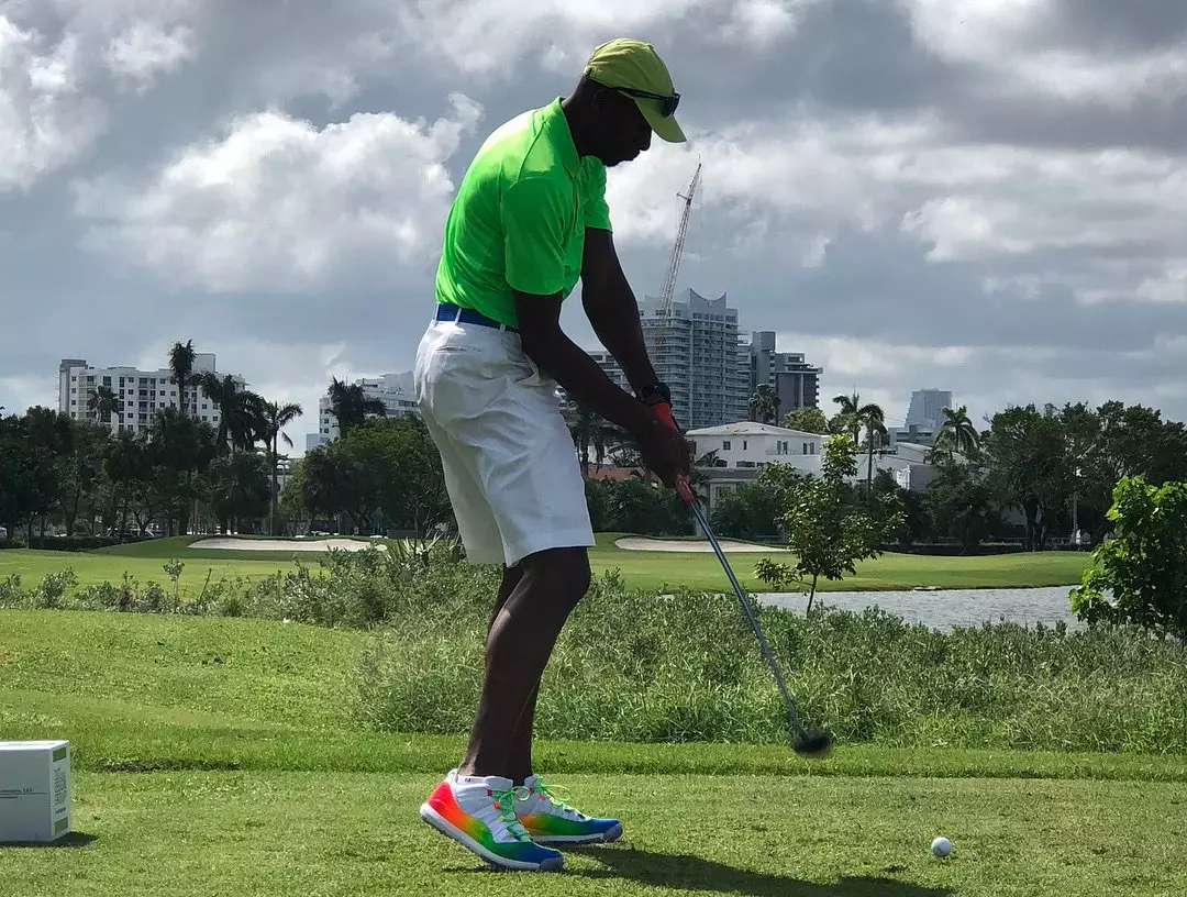 Tênis de golfe baixo Ray Allen Rainbow Air Jordan 11