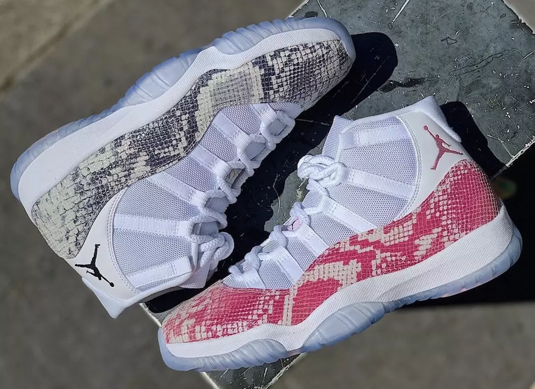 Privire detaliată asupra mostrelor Air Jordan 11 „Snakeskin”.