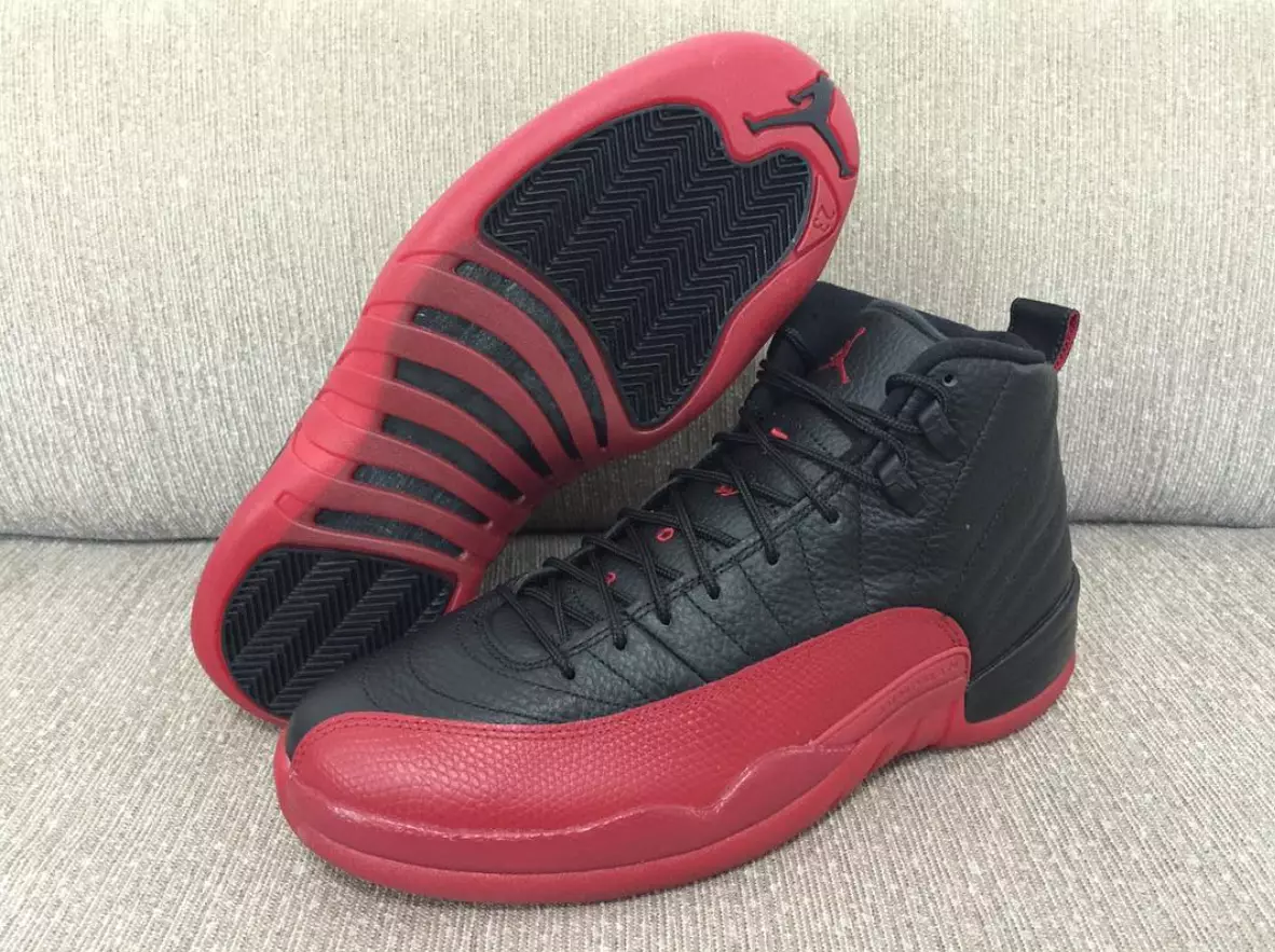 Cluiche Fliú Air Jordan 12 Black Red 2016