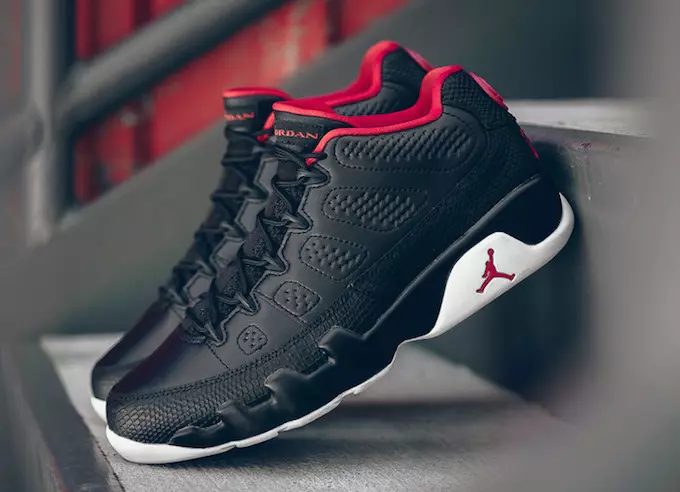 Air Jordan 9 რეტრო დაბალი შავი თეთრი წითელი Chicago Bred