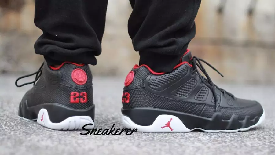 Air Jordan 9 Düşük Chicago Bulls Siyah Kırmızı Beyaz