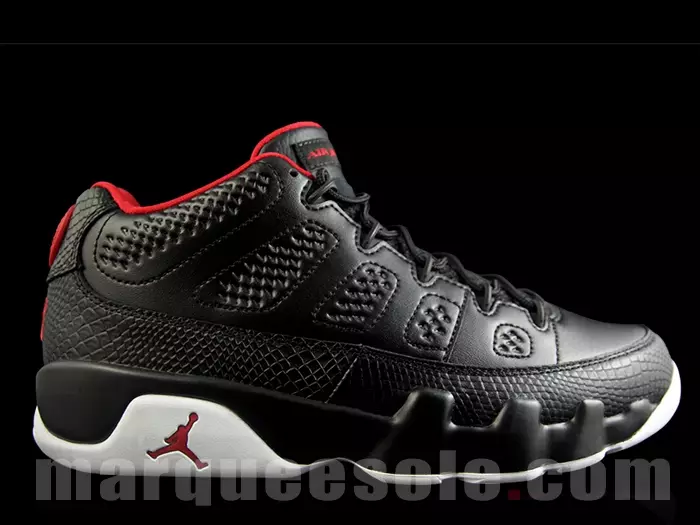 Air Jordan 9 Low Bred Juoda Balta Raudona