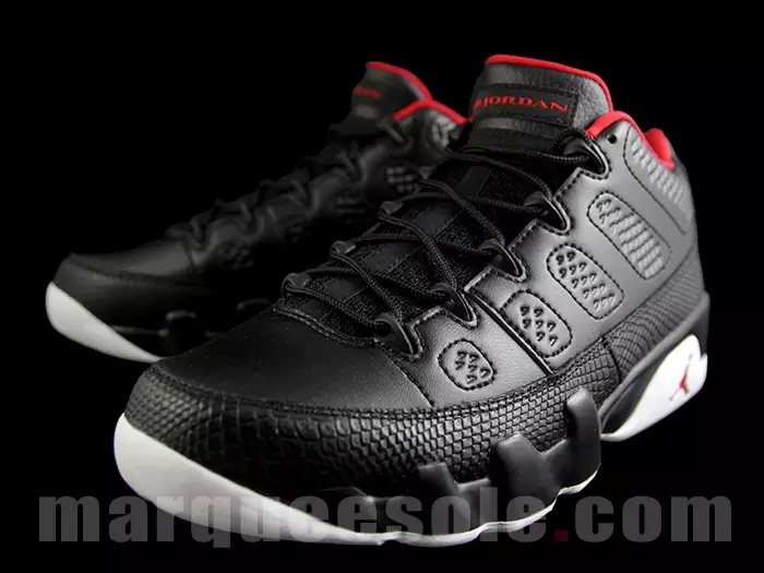 Air Jordan 9 Low Breed Preto Branco Vermelho