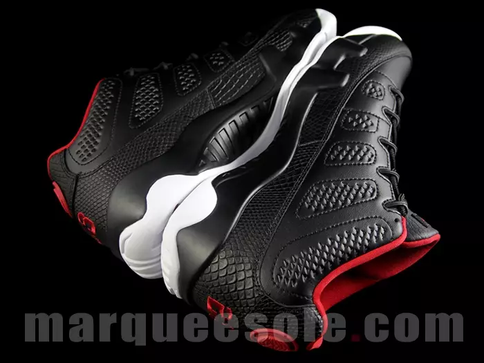 Air Jordan 9 Low Bred Սեւ Սպիտակ Կարմիր