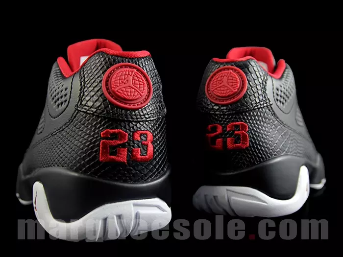 Air Jordan 9 დაბალი ჯიშის შავი თეთრი წითელი