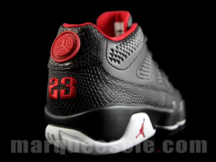 Air Jordan 9 Chini Imefugwa Nyeusi Nyeupe Nyekundu