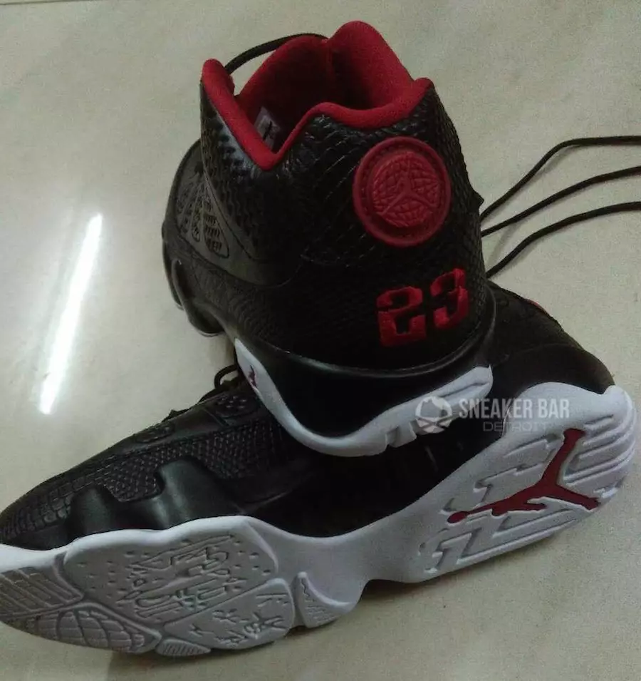 Air Jordan 9 დაბალი შავი თეთრი წითელი 832822-001