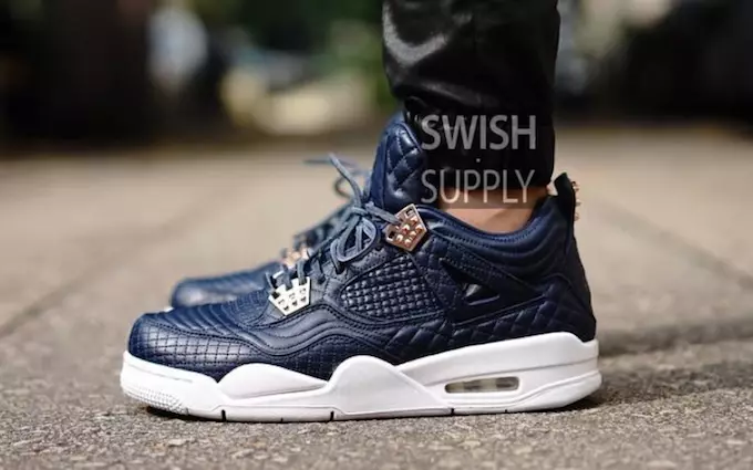 Air Jordan 4 Premium Obsidian Lamb Skin On Feet