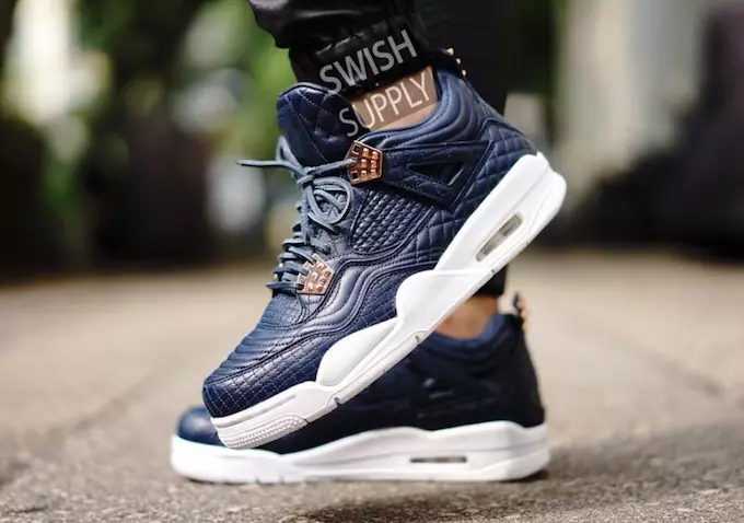 Air Jordan 4 Prémium obszidián báránybőr a lábakon