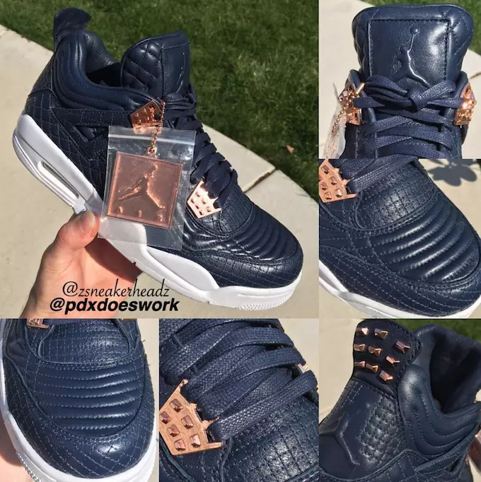 Air Jordan 4 ပရီမီယံ Obsidian ရေတပ်အဖြူ