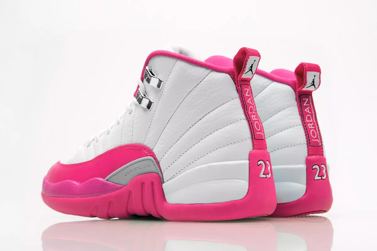 Girls Air Jordan 12 Rosa Vit