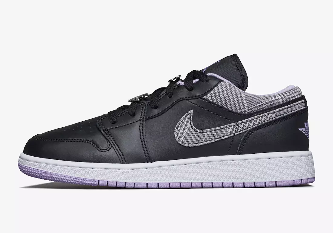 Air Jordan 1 Low sort avec des motifs pied-de-poule