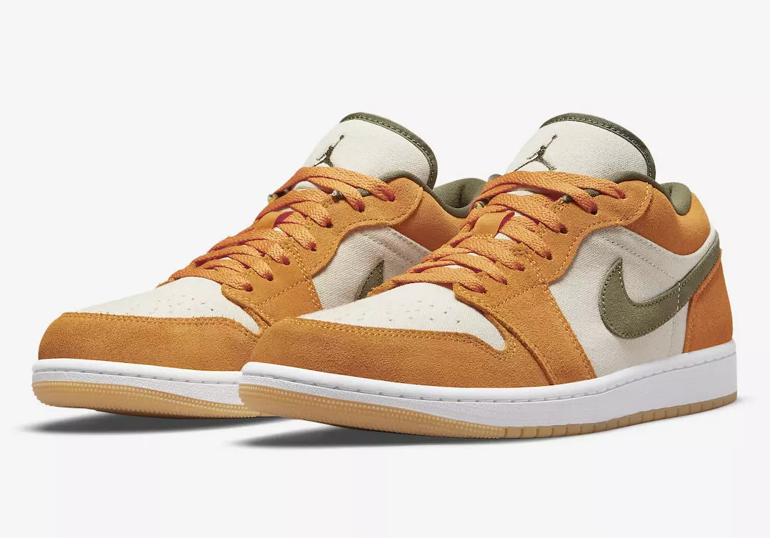 Fall-tema Air Jordan 1 Lavbygget med lerret og semsket skinn