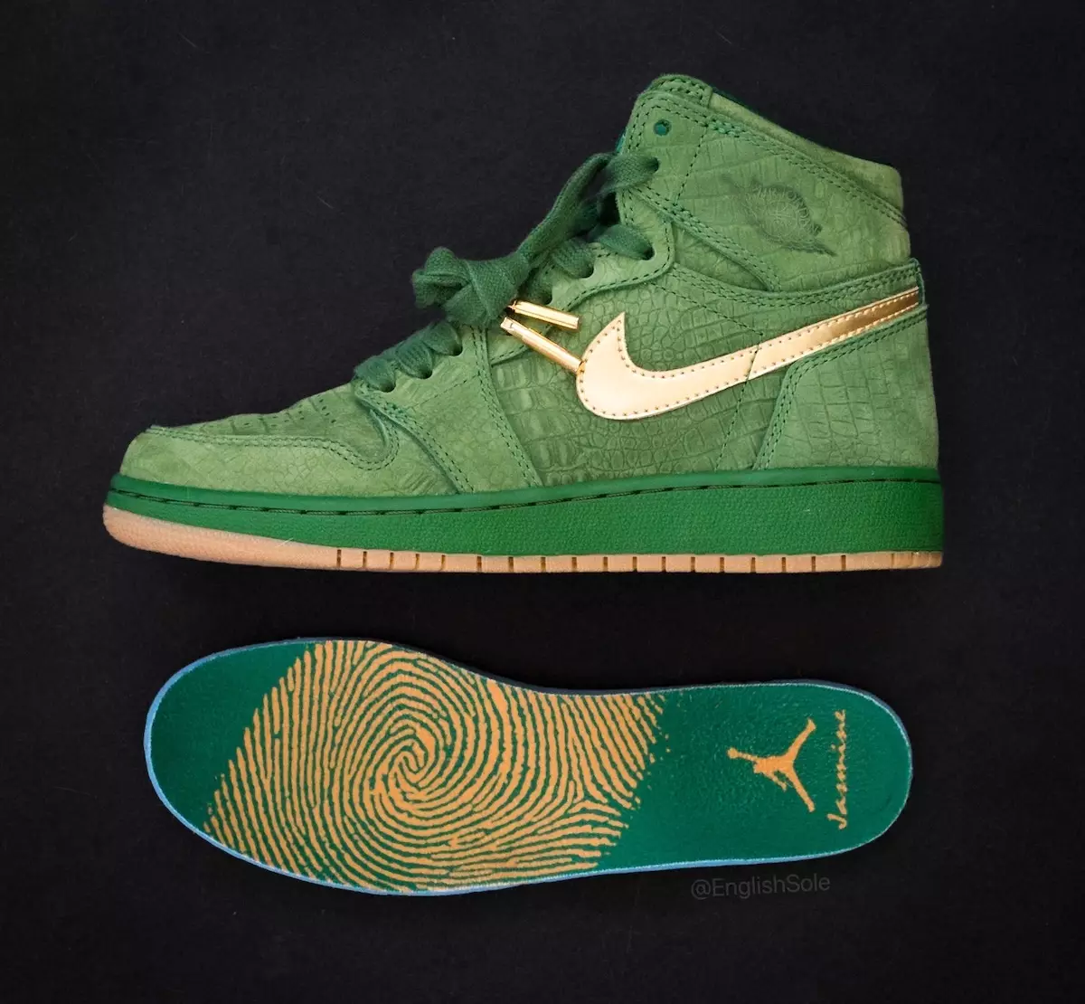 Jasmine Jordan Air Jordan 1 Green Croc Pinnacle PE