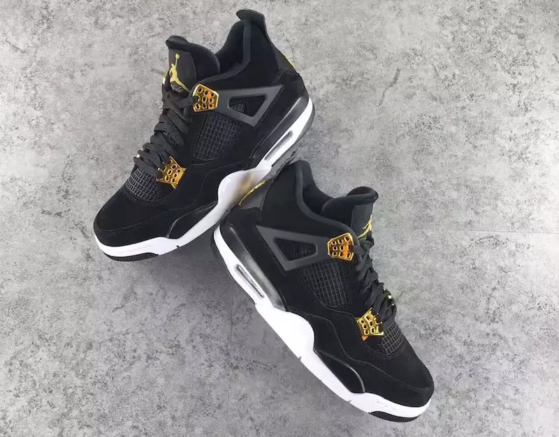 Air Jordan 4 Retro Royalty Սև մետալիկ ոսկեգույն սպիտակ