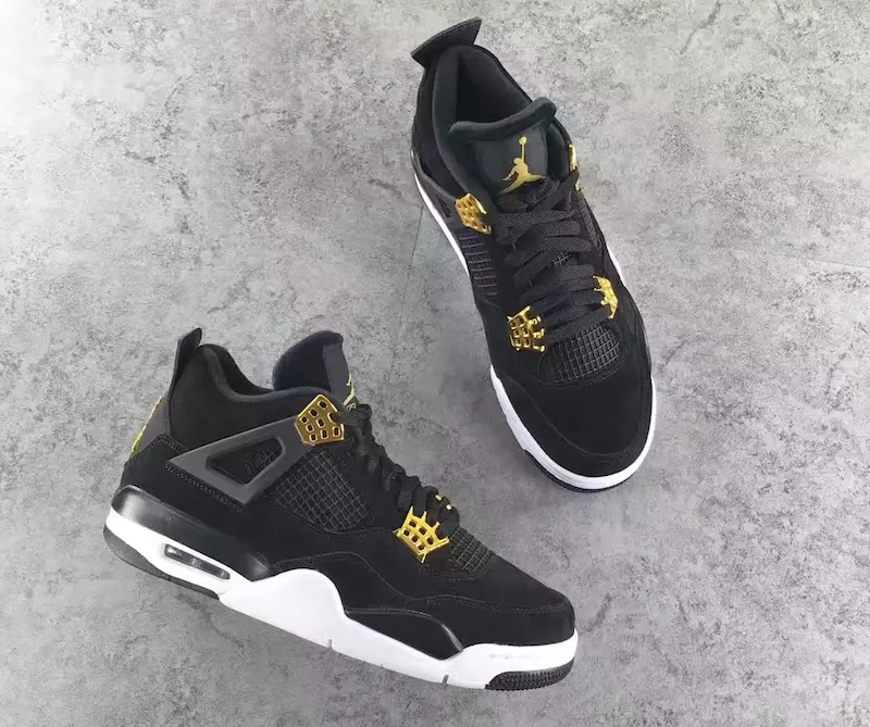 Air Jordan 4 Retro Royal Black Metallic Gold Сафед