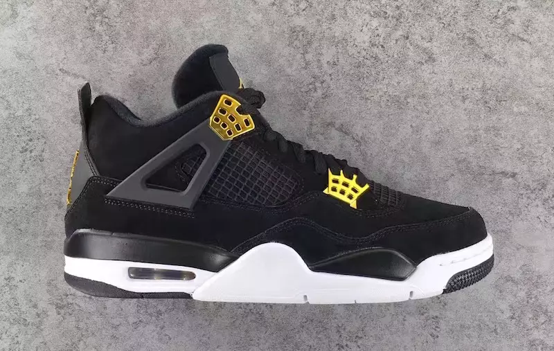 Air Jordan 4 Retro Royalty შავი მეტალიკი ოქროს თეთრი