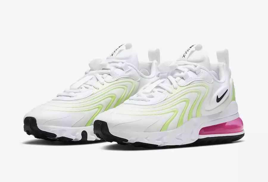 Nike Air Max 270 React ENG ווייַס וואלט ראָזעווע CK2608-100 מעלדונג טאָג