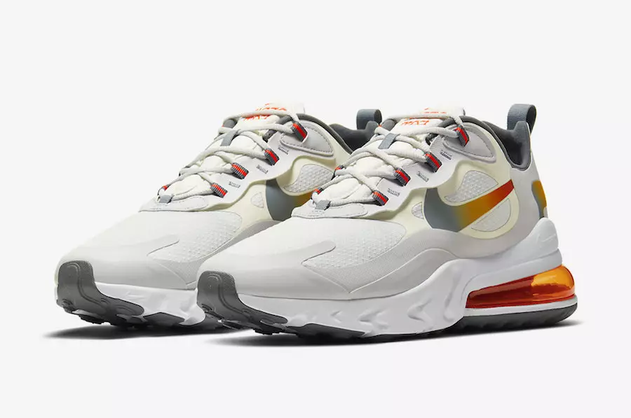 Nike Air Max 270 React kuvatakse koos gradiendi tuhmumisega