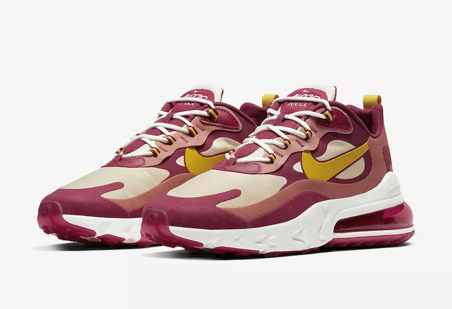 Nike Air Max 270 React Surfaces i vinrødt og gull