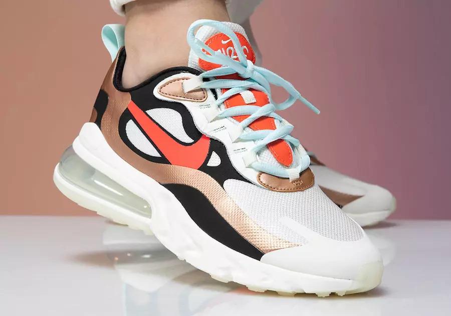 Nike Air Max 270 React Miotalach Dearg Chré-umha CT3428-100 Dáta Eisiúna