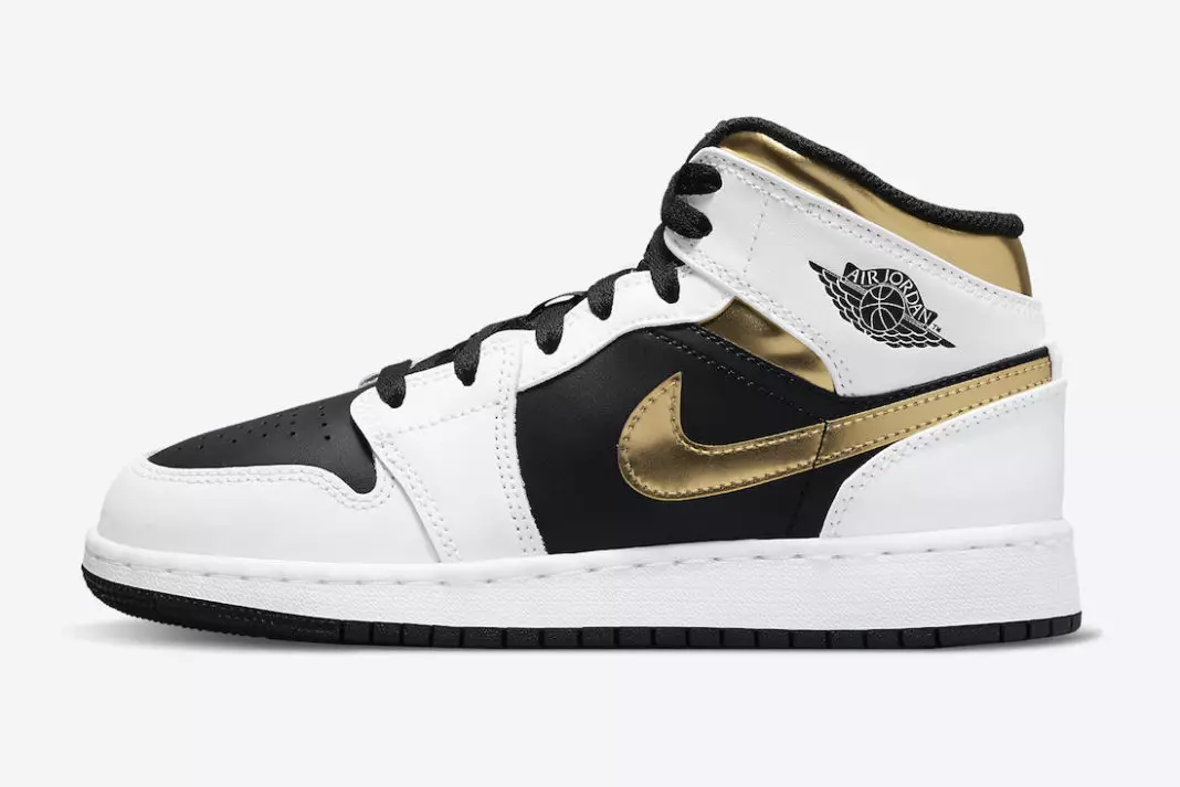 Air Jordan 1 Mid GS Bianco Nero Oro 554725-190 Data di rilascio