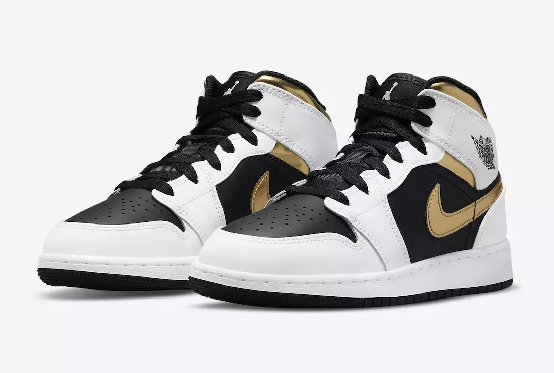 Air Jordan 1 Mid GS Bianco Nero Oro 554725-190 Data di rilascio