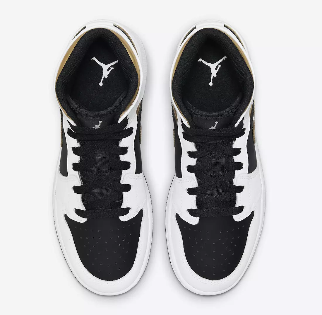 Air Jordan 1 Mid GS White Black Gold 554725-190 Útgáfudagur