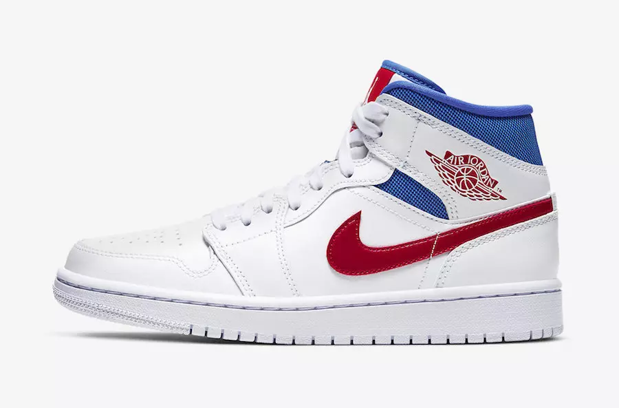 Date de sortie de la Air Jordan 1 Mid Blanche Rouge Bleu Royal BQ6472-164