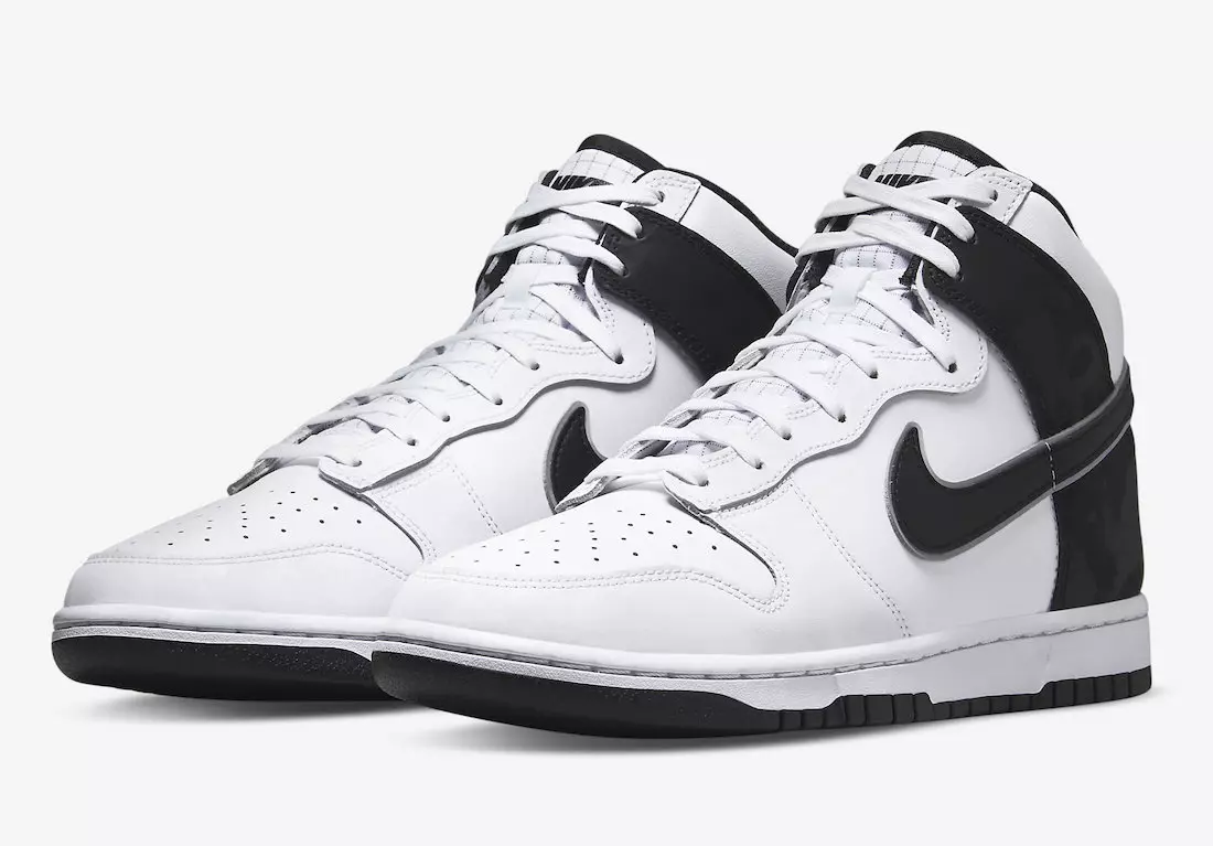 Nike Dunk High cu limbi grilă apare în alb/negru