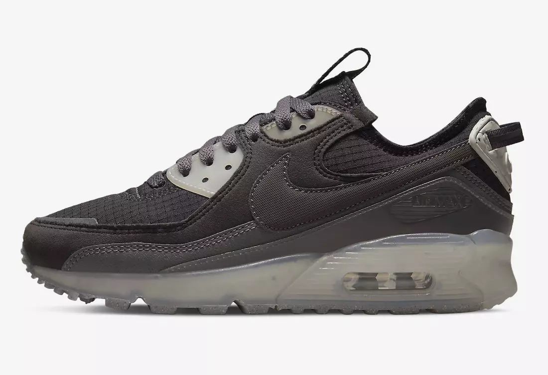 Nike Air Max 90 טערראַסקאַפּע שווארצע טאַנדער גריי טונקל פּיוטער DH5073-001 מעלדונג טאָג