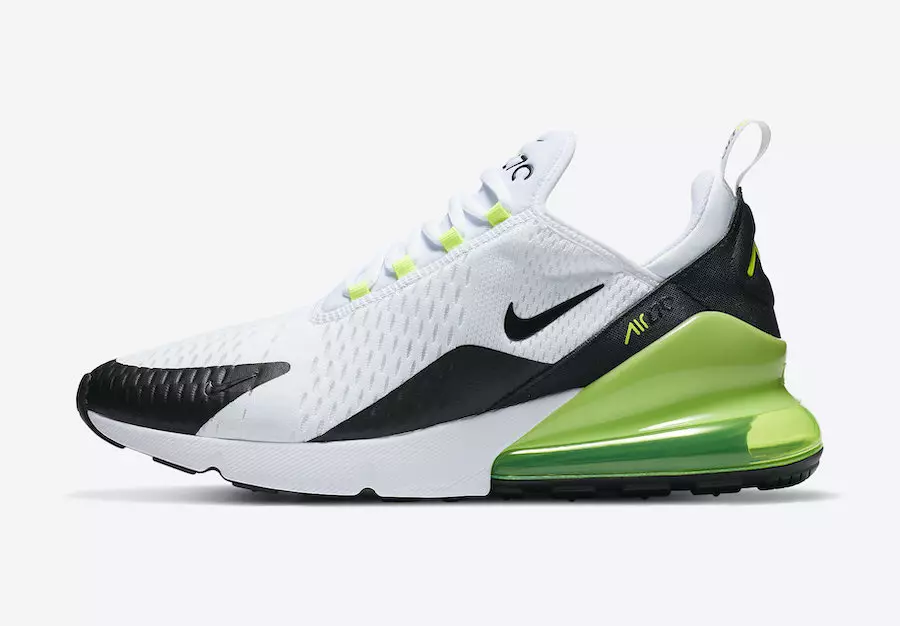 Nike Air Max 270 Vit Svart Volt DC0957-100 Utgivningsdatum