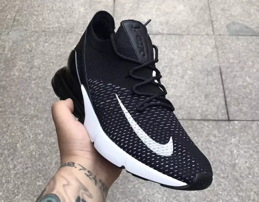 Nike Air Max 270 Flyknit အနက်ရောင် အဖြူရောင်