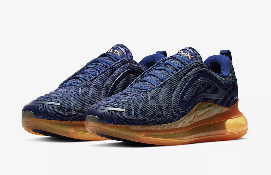 Nike Air Max 720 arribant en color blau marí de mitjanit i taronja làser