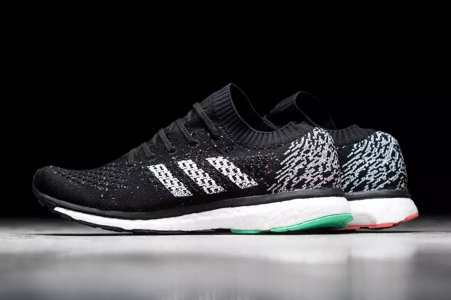 adidas Adizero Primeknit Boost LTD komt uit in zwart met groene en roze accenten