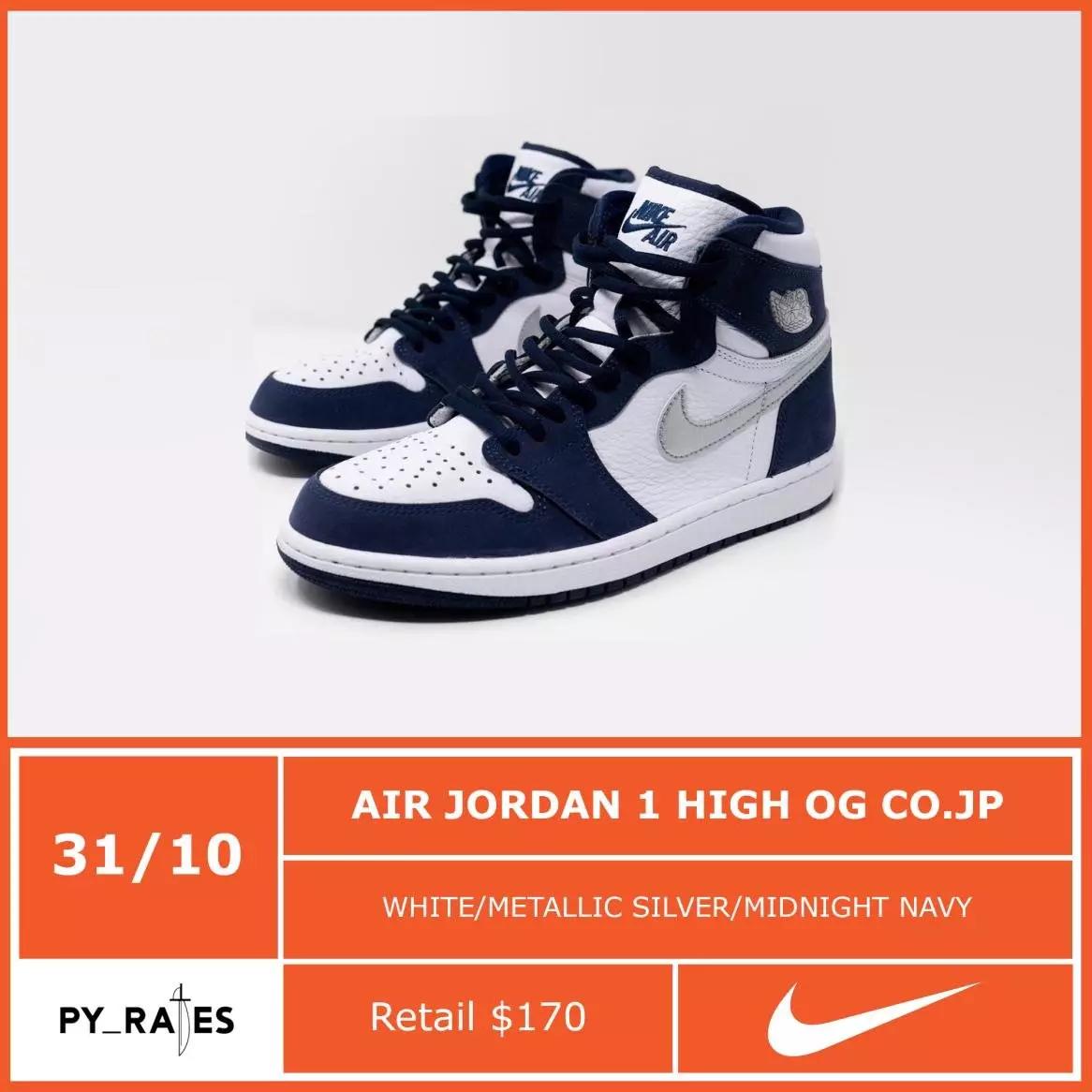 Air Jordan 1 High OG CO JP Midnight Navy хувилбарын огноо