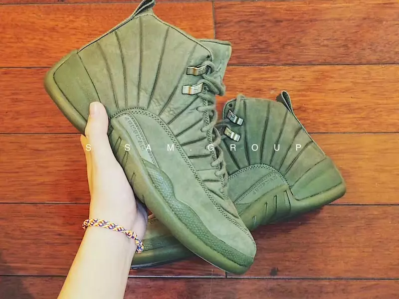 Olive PSNY Air Jordan 12 מעלדונג טאָג