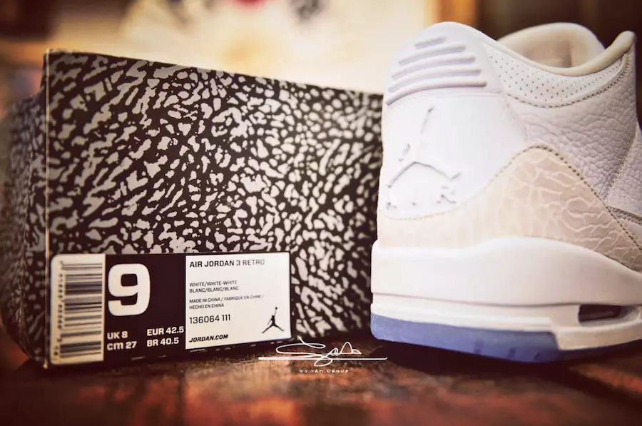 Air Jordan 3 အဖြူရောင်သေတ္တာ