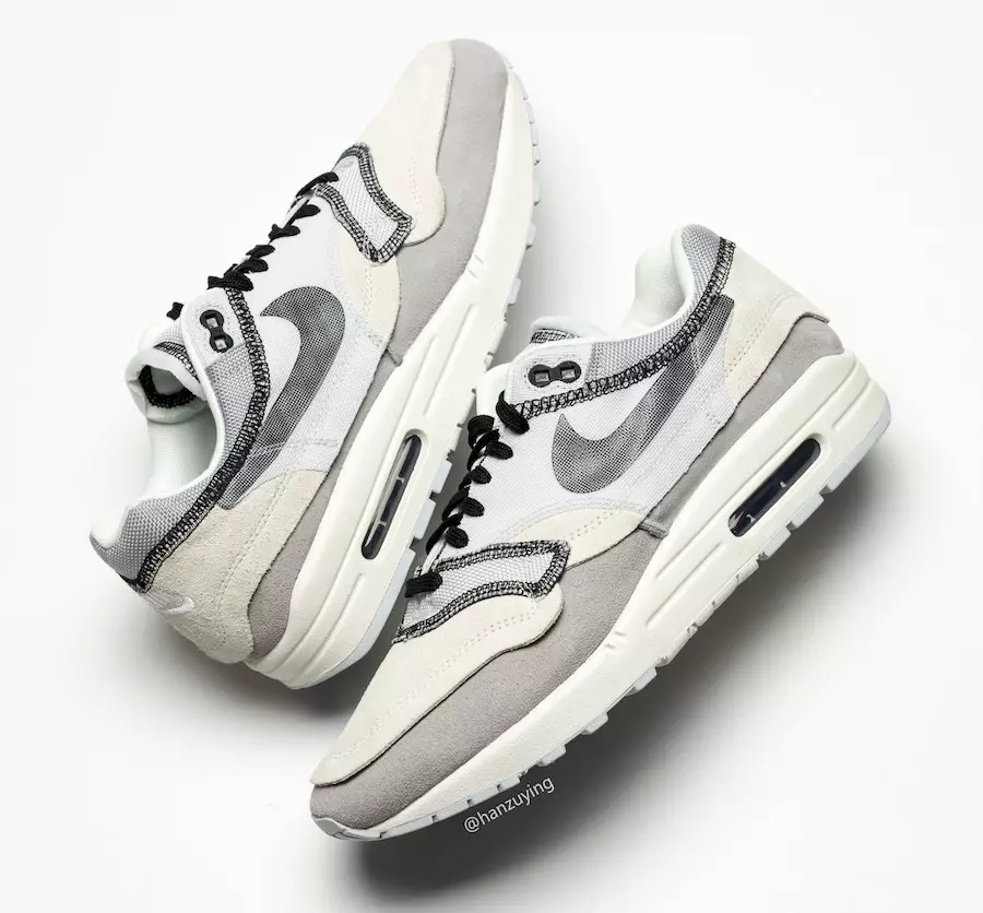 Nike Air Max 1 ין אַרויס ליכט גרוי 858876-013 מעלדונג טאָג