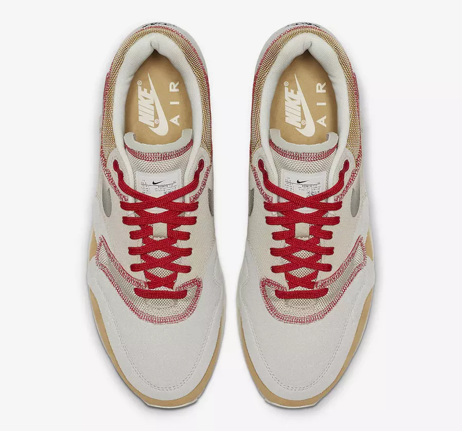 Nike Air Max 1 Inside Out Club Gold Black Pure Platinum Desert Sand Sail University Red 858876-713 Dátum vydania