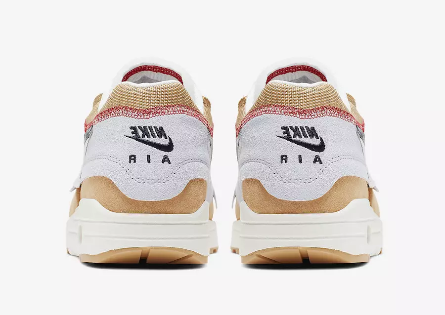 Nike Air Max 1 Inside Out Club Qızıl Qara Saf Platin Səhra Qum Yelkən Universiteti Qırmızı 858876-713 Buraxılış Tarixi