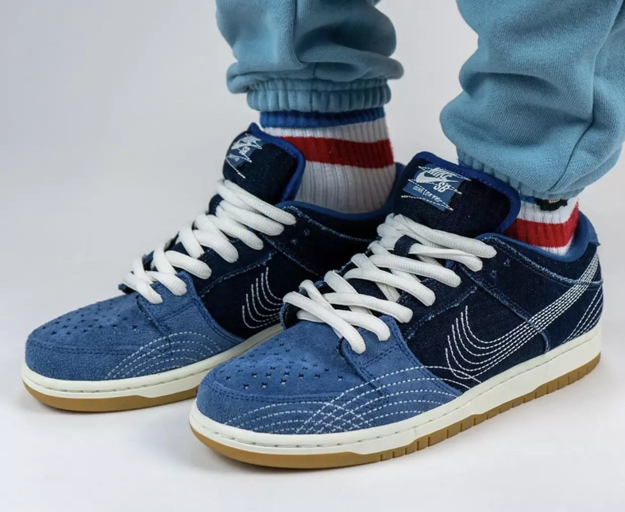 Nike SB Dunk Low Sashiko Denim Gum CV0316-400 2020 გამოშვების თარიღი ფეხზე