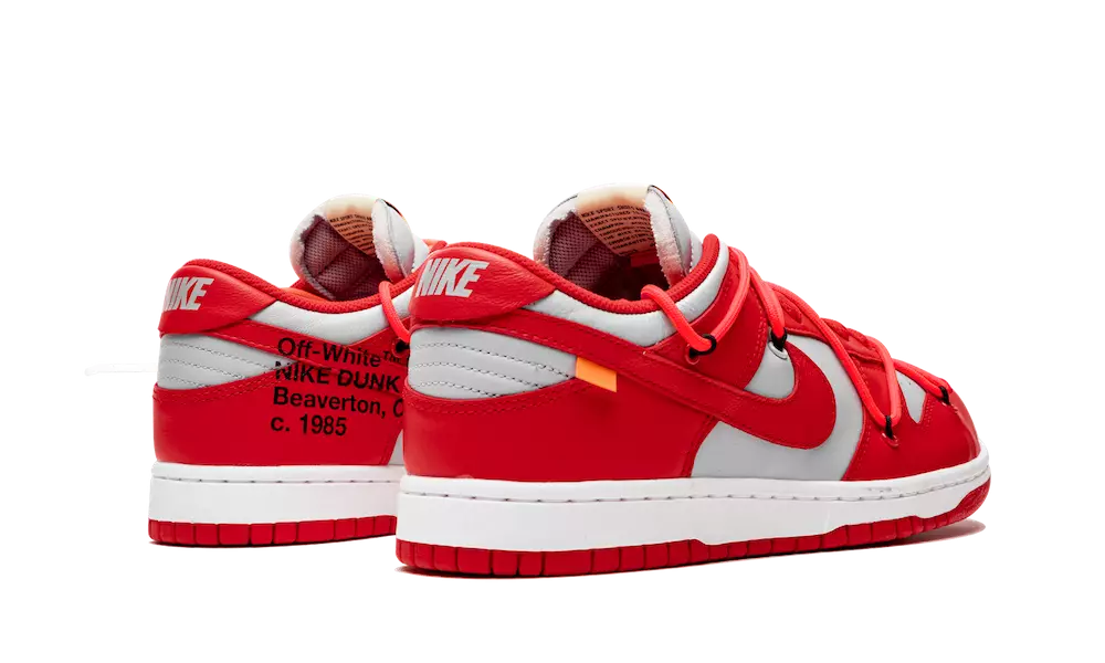 Off-White Nike Dunk Low Univeristy Red Wolf Grey CT0856-600 2019 Buraxılış Tarixi Qiymətləndirmə