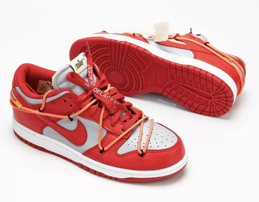 Off-White Nike Dunk Low Univeristy Red Wolf Grey CT0856-600 2019 Tanggal Rilis