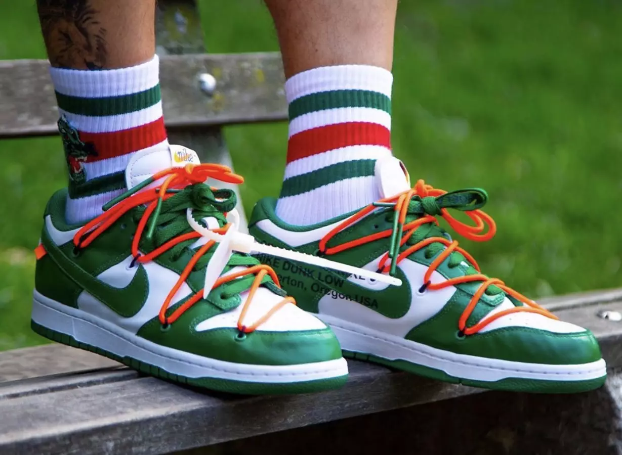 Off-White x Nike Dunk Low Pine Green CT0856-100 Data de llançament de preus de 2019