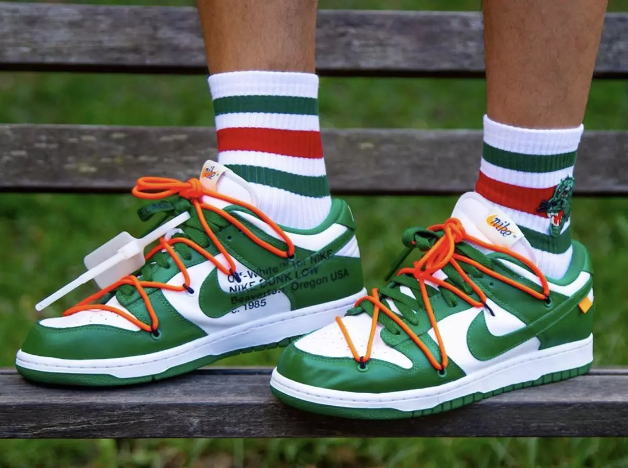 Off-White x Nike Dunk Low Pine Green CT0856-100 Data de llançament de preus de 2019