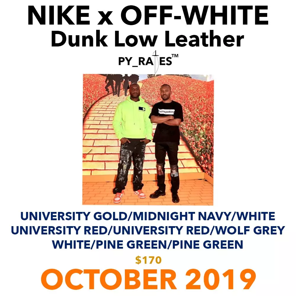 Data e lëshimit të paketës së ulët Nike Dunk Off-White