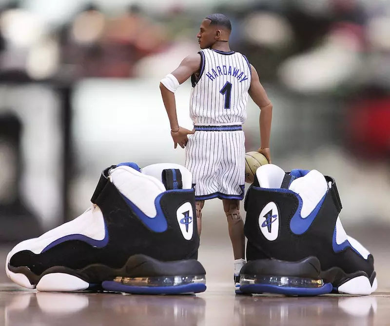 Nike Air Penny 4 Nyeupe Nyeusi ya Atlantic Bluu 864018-100