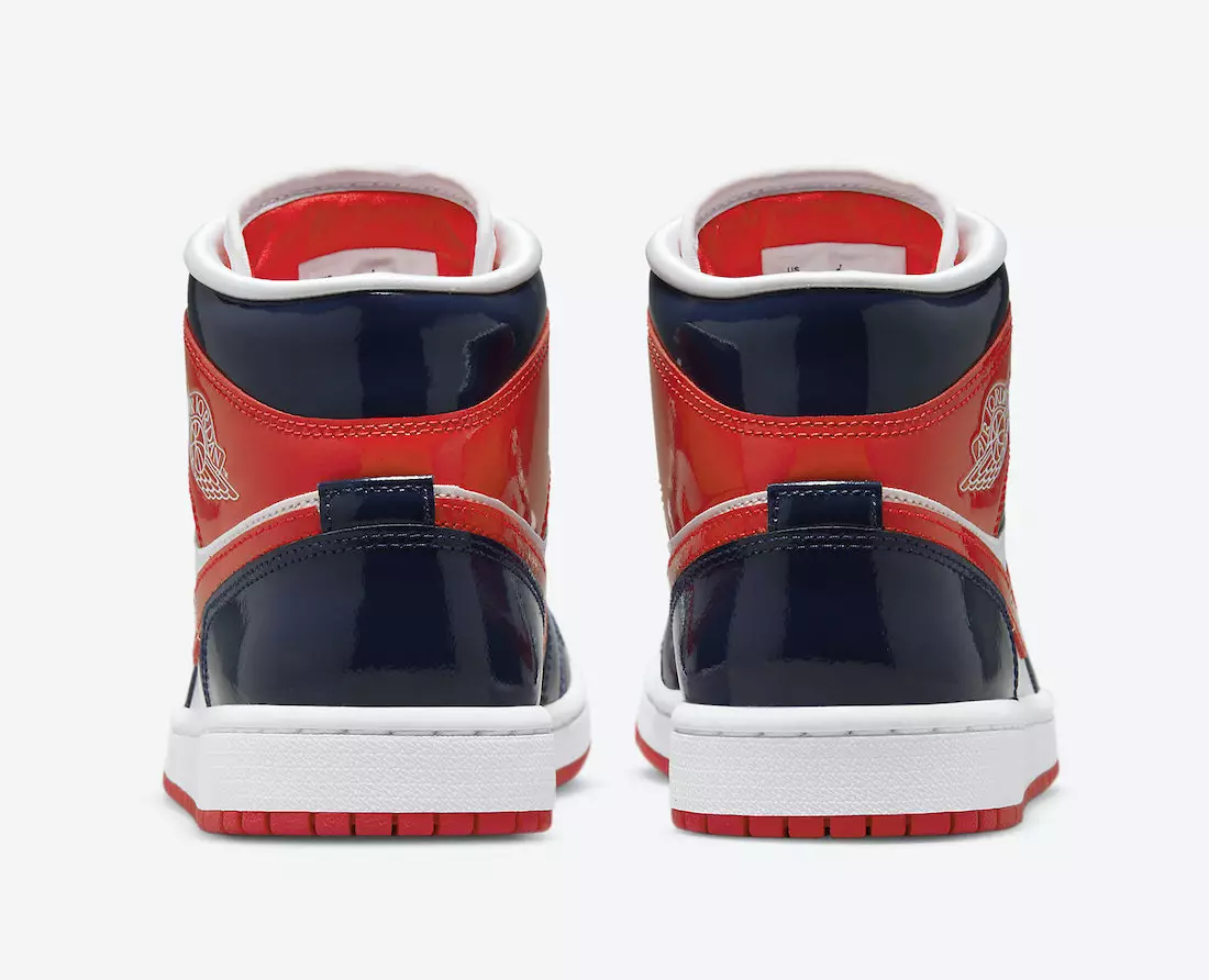 Air Jordan 1 Mid Patent Leather Alb Navy Orange DJ5984-400 Data lansării