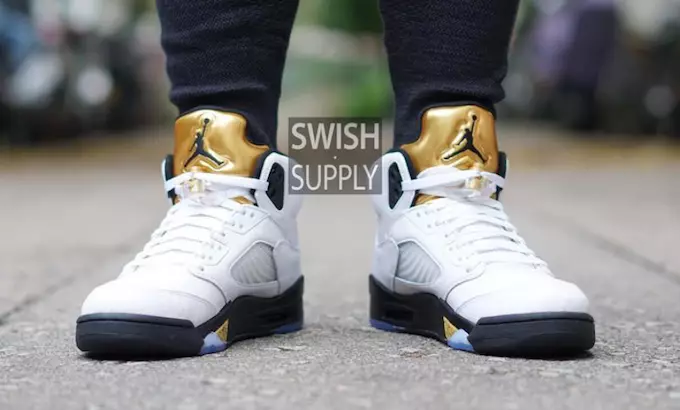 Olympic Air Jordan 5 metalliskt guld